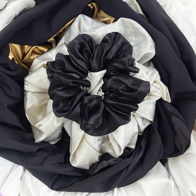 Scrunchy Silk Satin Black Color For Women & Girl