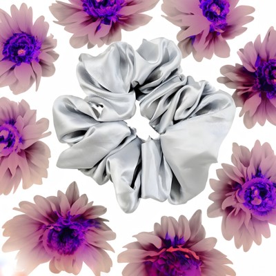 Scrunchy Silk Satin Silver Color For Women & Girl