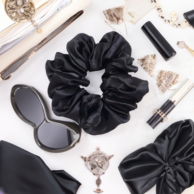 Scrunchy Silk Satin Black Color For Women & Girl