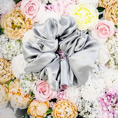 Scrunchy Silk Satin Silver Color For Women & Girl